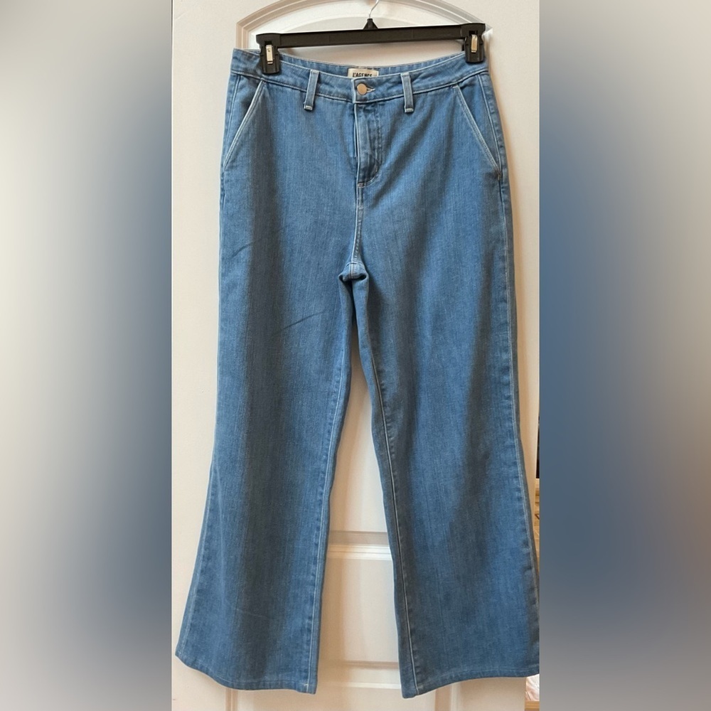 L’Agence Weston Wide Leg Denim Trousers